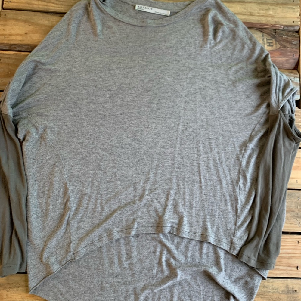 All Saints long sleeve elbow cut out top Medium